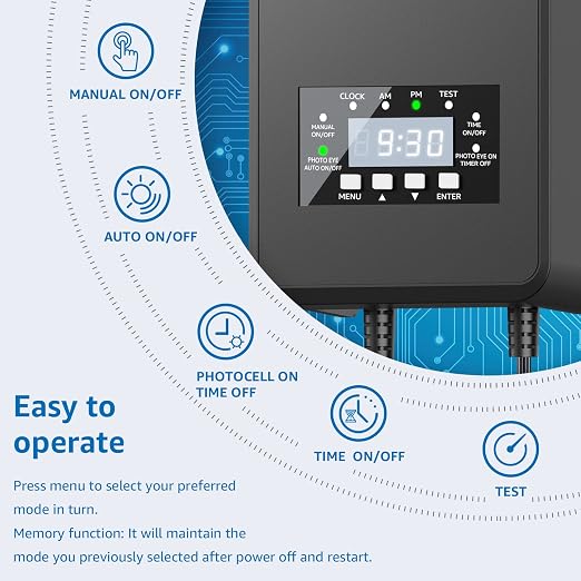 SUNVIE 120W Low Voltage Transformer Outdoor Landscape Lighting Transformer with Timer and Photocell Sensor Waterproof 120V to 12V/14V AC Low Voltage Landscape Transformer for Spotlight Pathway Lights | 120V to 12V/14V AC Landscape Lighting Transformer,...