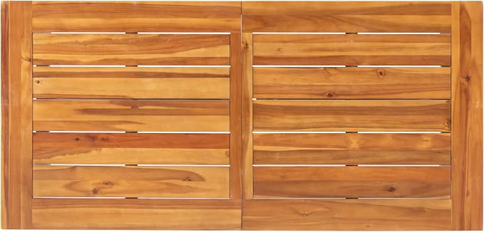 Acacia Wood Outdoor Dining Table Metal Base Teak Color Durable All-Weather Design Ideal for Patio Garden and Backyard Use
