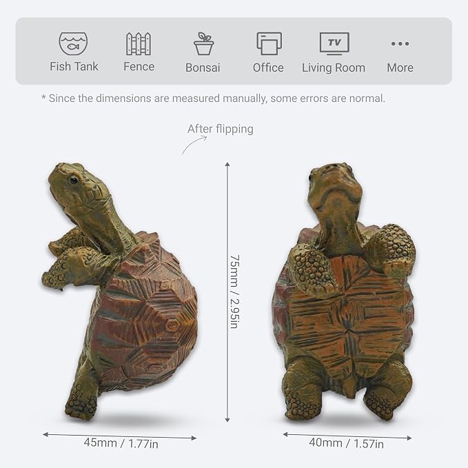 Mini Turtle Statue Miniature Tortoise Figurine Plant Pot Hugger | Resin Climbing Turtle Hanger Ornament Garden Decor for Bonsai Succulents Aquariums, Creative Gift for Plant Parents