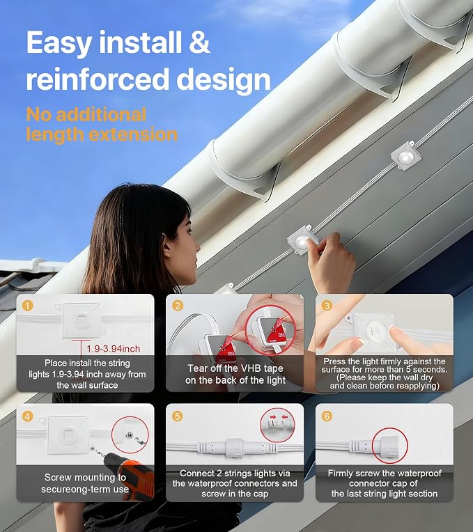 Permanent Outdoor Lights, 100FT RGB+IC Eave Lights, Music Mode | Permanent Outdoor Lights with App & Remote Control, 72+ Preset Scenes, Timer, and IP65 Protection for Homes, Yard
