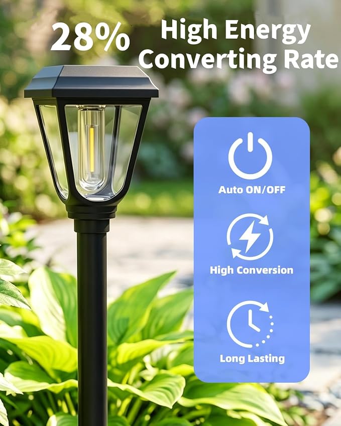 Solar Pathway Lights 8 Pack Outdoor 3000K Bright Auto On/Off Solar Garden Lights Long Lasting Solar Powered Waterproof Landscape Light for Path Yard Walkway Lawn Driveway Decor Lighting - Warm White