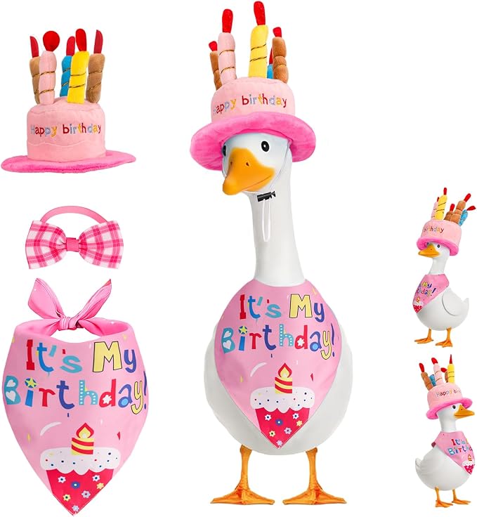 Wanocean Porch Goose Outfits,Yard Outfit Set,Porch Cement Goose Costume Fit 17"- 23" Geese for Outdoor Garden