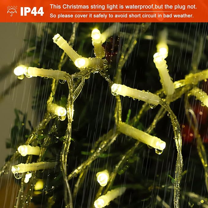 Christmas Decorations, Outdoor Christmas Lights, 320 LED Outdoor Christmas Tree String Lights with 12" Star Toppers [8 Modes& Waterproof] for Xmas New Year Holiday Decor (Iron Warm)