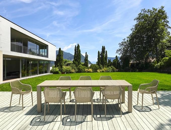 Compamia Vegas 118" Extendable Patio Dining Table in Black, Commercial Grade