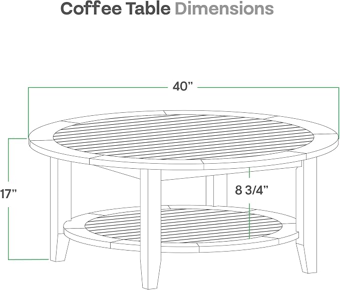 Cambridge Casual Arie Teak Patio Coffee Table, 40-Inch, Natural Teak, 100% Indonesian Teak Wood