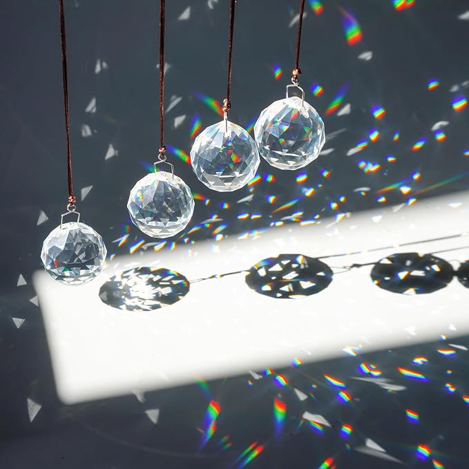 48pcs Clear Crystal Ball Prism 20mm Chandeliers Prism Sun Catcher Hanging | Rainbow Maker,Crystals Prisms Suncatchers for Windows,Glass Ball Ornaments For Christmas Tree,Chandeliers Crystals