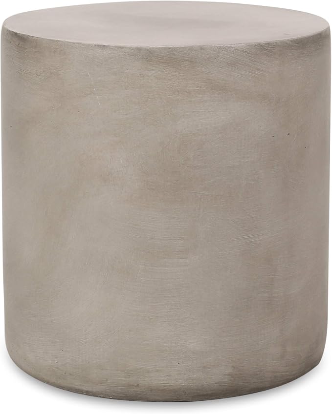 Outdoor Concrete Side Table, Light Gray