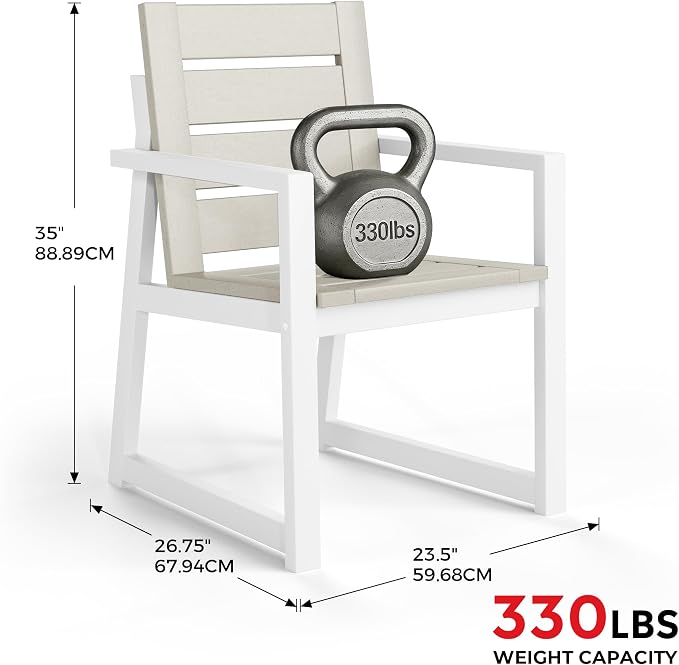 Costaelm Stinson HDPE Plastic Outdoor Patio Dining Arm Chair, Sand