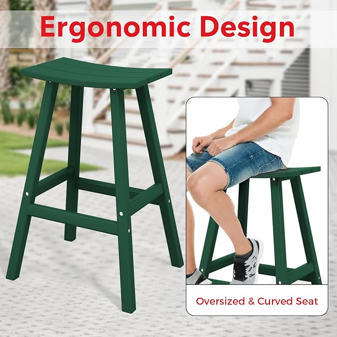 Costaelm Outdoor Bar Table, 42" Counter Height Round Patio Cocktail Bar Table, Patio Bar Table 3-Pieces Set Bistro Dining Table Pub Table for Deck, Backyard, Garden, Dark Green