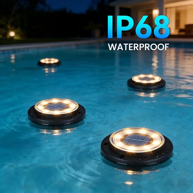 Solar Lights Outdoor Waterproof，Warm White 8 Pack 2-in-1 Ground Lights | Solar Powered Lights Outdoor Solar Disk Light Landscape Light for Deck Step Patio Yard Pathway Walkway Driveway Garden