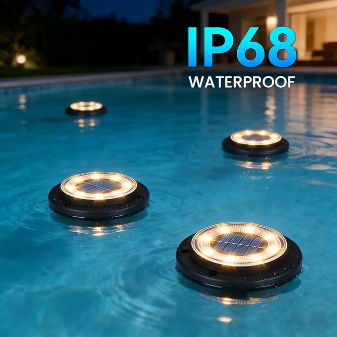 Solar Lights Outdoor Waterproof，Warm White 12 Pack 2-in-1 Ground Lights | Solar Powered Lights Outdoor Solar Disk Light Landscape Light for Deck Step Patio Yard Pathway Walkway Driveway Garden