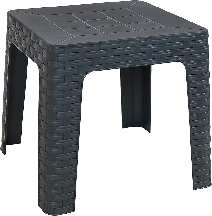 Sunnydaze Adirondack Small Outdoor Side Table for Balcony Essentials - Plastic Square End Table for Outside Patio - Gray