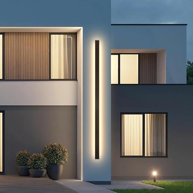 AioTio Modern Outdoor Lights Fixture,92.5inch Exterior Porch Lights Fixture Wall Mount,3000K Rectangular Black Linear Long LED Outdoor Entrance Wall Sconce Lighting for Garage,Front Door