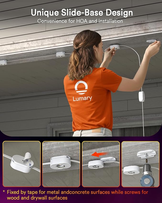 Lumary Permanent Outdoor Lights 2 with Remote, 150ft RGBAICW Outdoor Lights | 16 Million Color, IP 67 Waterproof, Work with Alexa Google, 110+ Scene Modes for Outdoor House Patio Area, 90 RGBAICW LEDs