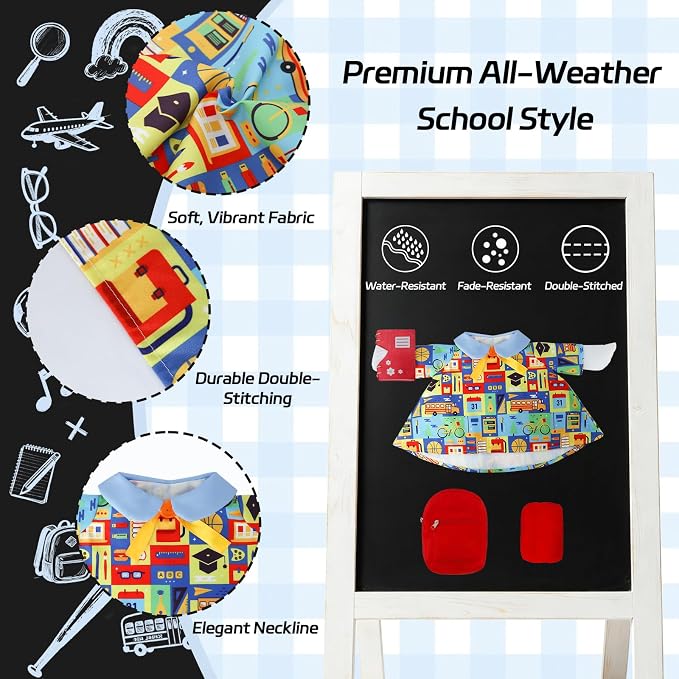 Back to School Porch Goose Outfit with Schoolbag for 23" Porch Goose Statue | Porch Goose Back to School Outfit with Notebook, Classroom Goose for First Day of School, Outdoor, Garden, Yard, Patio Decor