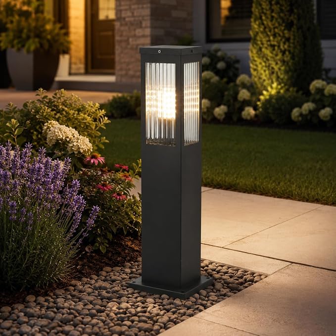Hardwired 3000K E26 Pathway Lights Outdoor, 23.62Inch Landscape Path Lights | IP65 Waterproof Bollard Light, Exterior Lamp Path Light, Modern Commercial Pathway Lighting for Walkway Driveway Garden Patio