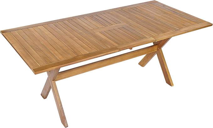 Christopher Knight Home Ronna 7 Piece Acacia Wood Outdoor Dining Table Set for 6, Extendable Dining Table and 6 Patio Chairs with Mesh Back & Seat, Wooden Outdoor Patio Furniture Set, Teak + Beige