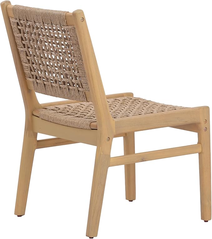 Christopher Knight Home Levi Acacia Wood Dining Table Set for 6, Solid Wood Outdoor Dining Set for 6, 7 Piece Patio Dining Table and Chair Set with Wicker Seat & Back, Light Brown + Light Teak