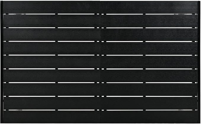 U-Style Steel Outdoor Table and Chair Set, 7 Piece Patio Dining Set for 6, Rectangular Balcony Table and Chairs, Suitable for Patio, Courtyard, Garden (Black)