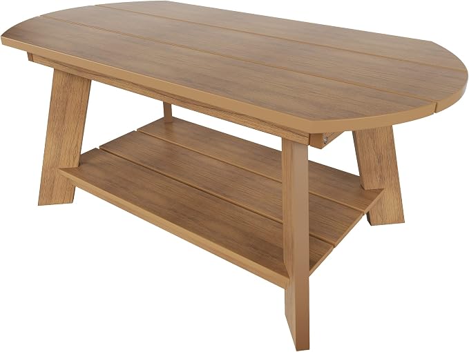 WestinTrends Tuscany Outdoor Coffee Table, All Weather HIPS 2 Tier Patio Adirondack Coffee Table, Teak