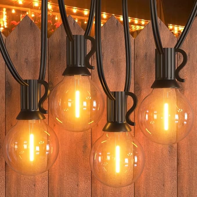 GPATIO Outdoor String Lights, 60FT Waterproof Patio Lights with 32 Hanging Light Globe G40 Bulbs, 2700k Shatterproof for Backyard Gazebo Porch Garden Commerical Outside Decor