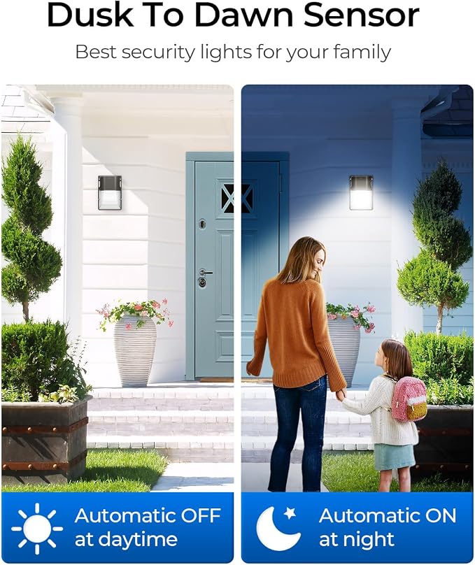 CINOTON 30W LED Wall Pack Light, 3CCT 3600LM, Dusk to Dawn Sensor, 2 Pack | 120Vac, IP65 Waterproof, 3CCT 3600LM, Hardwired Installation, Pre-punched Design, UL Listed, Garage and Porch Security Use