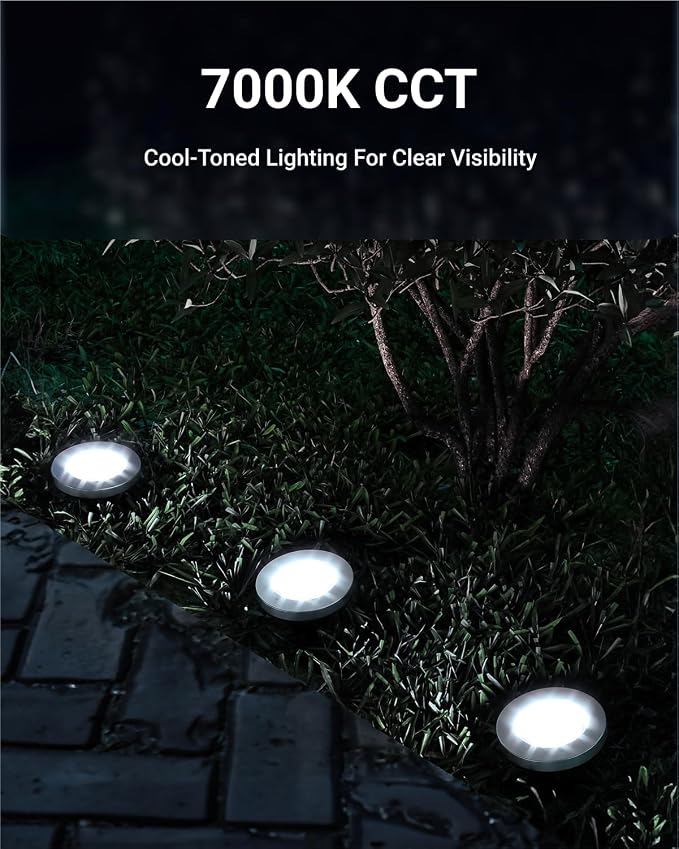 Sunco 12 Pack Solar Lights Outdoor Garden LED, Waterproof Landscape Pathway Light Fixture, Dusk to Dawn, Yard Patio Ground Lights, Deck, Cross Spike Stake, 7000K Diamond White