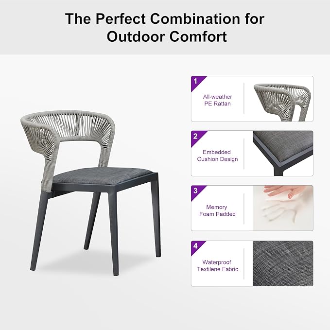 PURPLE LEAF 9 Pieces Outdoor Dining Set Patio Table and Chairs Set Aluminum Wicker Rattan Patio Furniture Set for Lawn Garden Porch Beige Marble Color Outdoor Set with Counter Stools