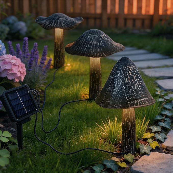 Solar Lights Outdoor Decor, Solar Metal Mushroom Yard Decorations Outdoor | IP65 Waterproof Garden Decor, Gifts for Women Mom, for Yard Patio Lawn Pathway Landscape
