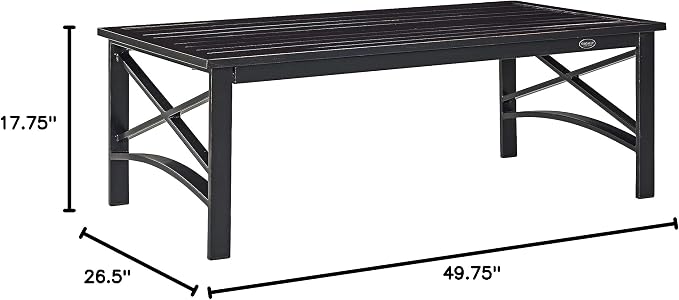 Crosley Furniture Kaplan Weather Resistant Metal Outdoor Coffee Table for Patio, Deck, Porch, Oiled Bronze