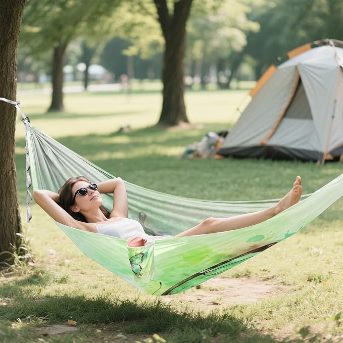 Hammocks for Outside Green Butterfly Camping Hammock Portable Hammocks with Tree Straps and Carry Bag Camping Accessories for Hiking Beach Outdoor