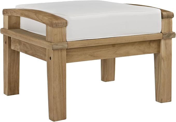 Modway EEI-1480-NAT-WHI-SET Marina Premium Grade A Teak Wood Outdoor Patio Furniture Set, 10 Piece, Natural White