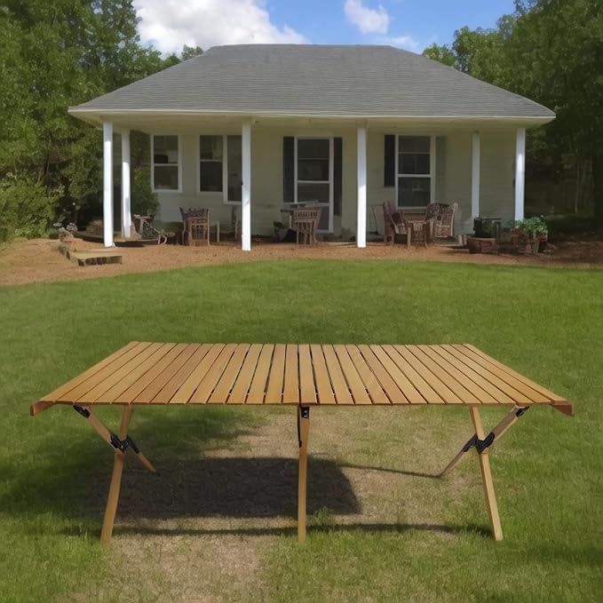 Multi-Function Wooden Foldable Portable Patio Dining Table, Natural Indoor and Outdoor Universal,Natural