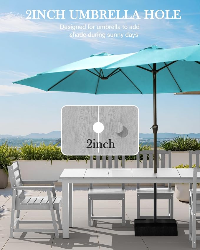 LOUNZY HDPE Outdoor Dining Table for 8&10