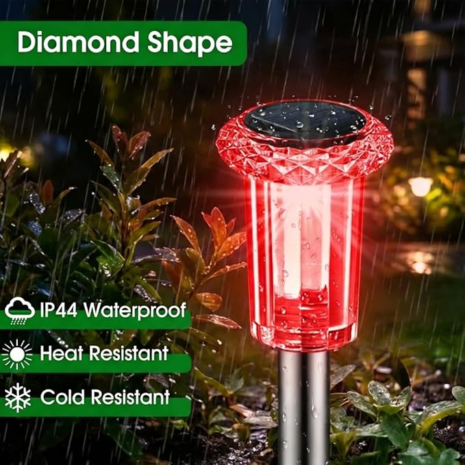 Eyrosa Solar Outdoor Lights, 10 Pack Solar Pathway Lights Outdoor Waterproof, Stainless Steel Stake Lighting for Garden Yard Path Walkway Driveway Patio Lawn Outside Decor,Color Changing