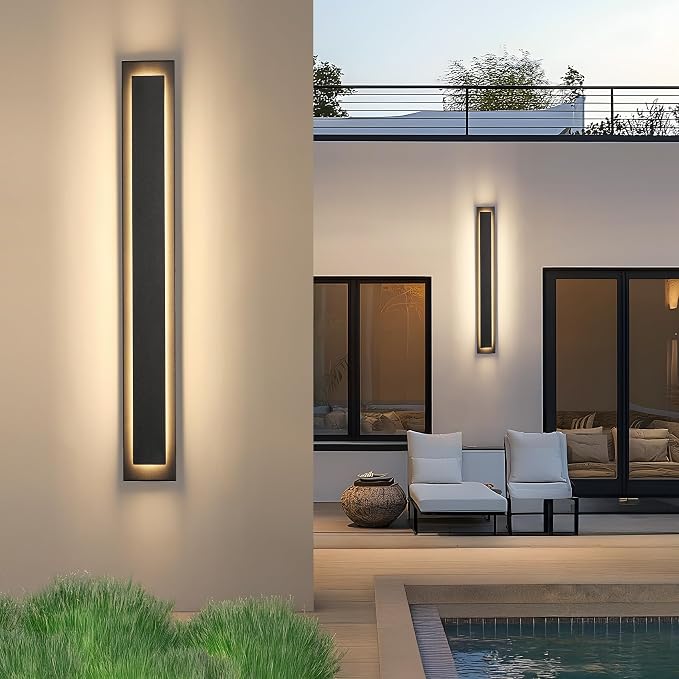 24 in Long Outdoor LED Wall Lights Exterior Lighting Fixtures,36W | Black Modern Exterior Garage Wall Light,Outside Light Fixture For House,Patio,Front Porch,Outdoor Wall Sconce,3000K, 1 Pack