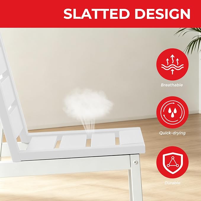 Costaelm Stinson Outdoor Patio HDPE Dining Side Chair, White
