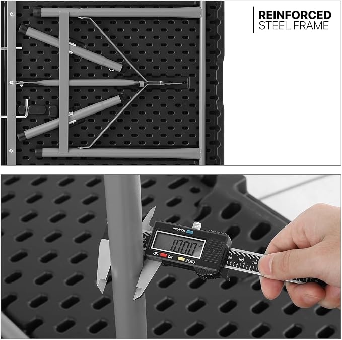 MoNiBloom 4Ft Folding Card Table, Outdoor Foldable Small Portable Plastic Dining Picnic Cookout Table w/Handle, Black