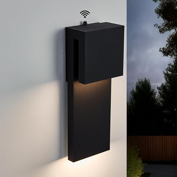 Tarentlight Dusk to Dawn Outdoor Lighting Fixture Wall Mount,Modern Integrated LED 2-Light 17W, Exterior Sensor Front Porch Light,Textured Black,Anti Rust Outside Wall Lights for House,Doorway,Garage