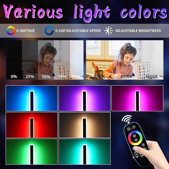 23.6inch Outdoor Modern Wall Light, 10 Colour RGB Dimmable Long Wall Sconce, IP65 Waterproof Simple Acrylic Exterior Garage Lighting Fixtures for Patio House Garage, Front Door, Porch