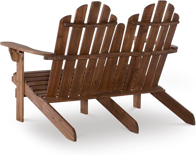 Linon Jayde Adirondack Double Bench, Teak