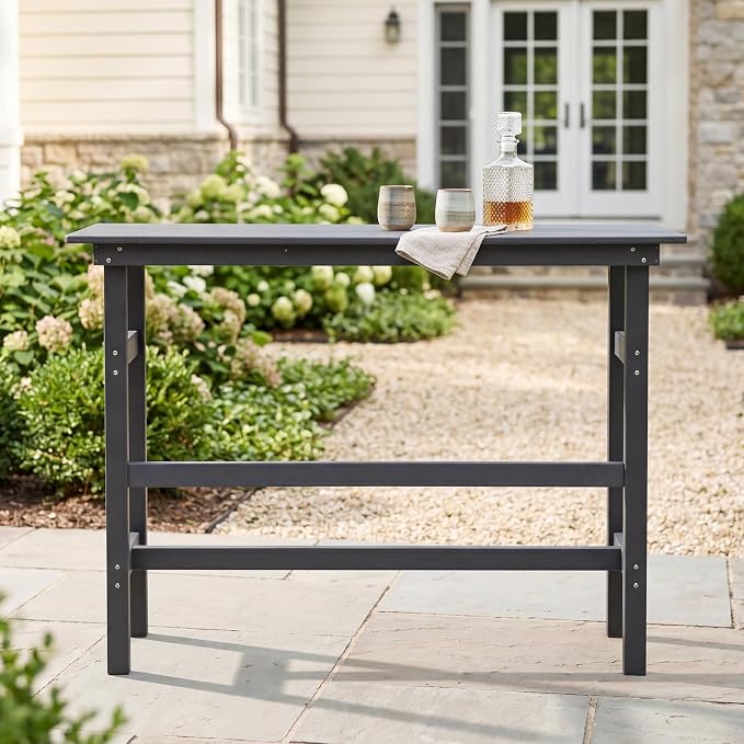 41.25" Outdoor Bar Table, Heavy Duty HDPE Console Table, Weather-Resistant Outdoor Console Table, Modern Bar Height Pub Table for Poolside/Garden/Backyard/Deck/Patio Furniture, Grey