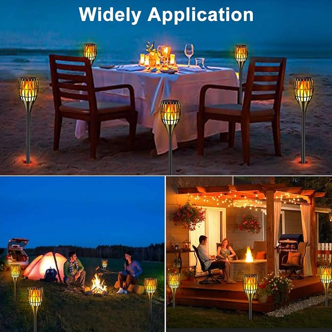 Solar Lights Outdoor 43" Flickering Flame Solar Torch Lights | 99 LED Higher & Larger Solar Flame Lights for Halloween Decor, Waterproof Solar Garden Lights for Garden Patio Pathway Yard