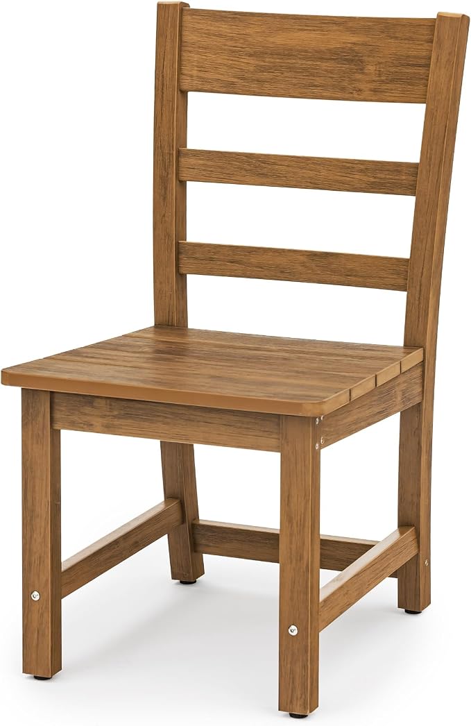 Cozyman Armless Outdoor Dining Chairs, All Weather Resistant HDPS Patio Dining Chairs, Classic Chair Support 350 LBS, for Outdoor Indoor, Lawn, Garden, Backyard, Teak Color-Oil Printed