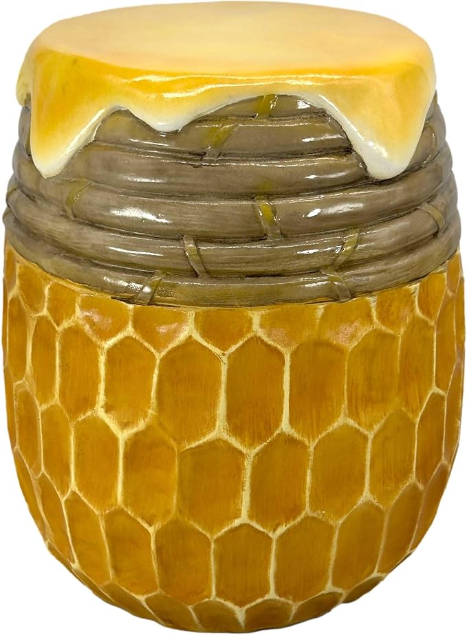 Galt International Honeycomb Stool Side Table w/Bees & Honey Top 17" | Cute Fantasy Yellow Golden Honey Hive Basket Fun Eclectic Home Decor Resin