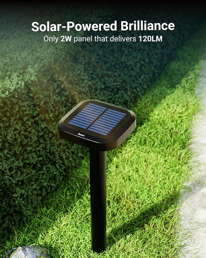 Sunco 6 Pack Square Solar Pathway Lights Outdoor, 2CCT, 2W, Dimmable | Selectable CCT 2700K/4000K, Bright 120LM, Outdoor Patio, Backyard, Garden Landscape Lighting, Home and Accent Lights, 3.7V