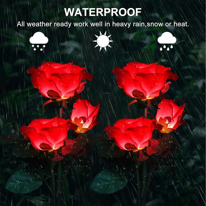 Rose Lights Solar Powered for Women: Garden Light Waterproof for Yard Decorations Outdoor - Flower Lamp Colorful Lighting Cemetery Decor - Mother'S Day Birthday Gifts for Mom Wife 2 Pack Colorful