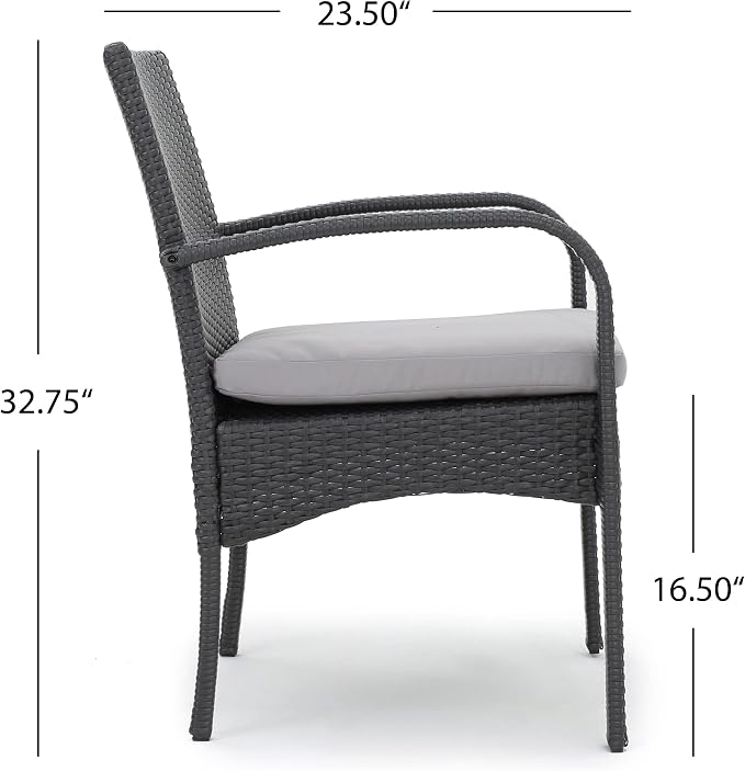 Christopher Knight Home Elmar Outdoor 7 Piece Wood and Wicker Expandable Dining Set, Dark Gray and Dark Gray and Gray