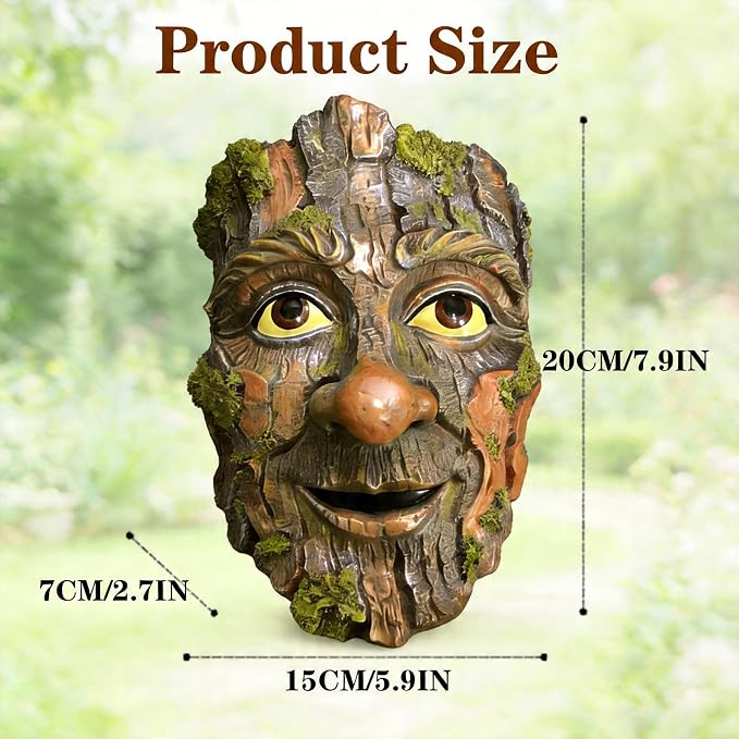 Whimsical Tree Face Outdoor Statues Garden Decoration, Old Man Resin Statue Outdoor Tree Hugger for Yard Art, Trees Decorations Outdoor Wallmounted Statue