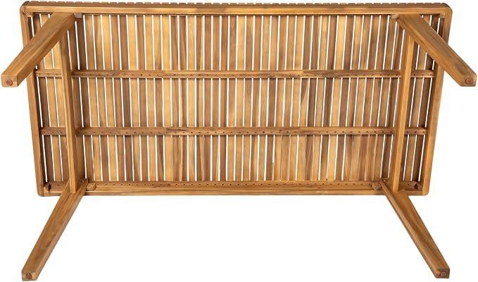 Christopher Knight Home Hobson Acacia Wood Outdoor Dining Table for 6, Wooden Patio Farmhouse Dining Table, Rectangle Slatted Top for Outdoor Gatherings, Natural Finish
